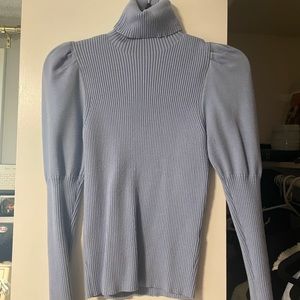Puff Sleeve Blue Turtleneck sweater